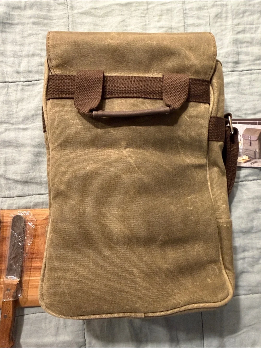Legacy Olive Green & Brown Waxed Canvas Messenger Cooler Bag New with Tags